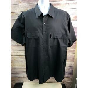 Harbor Bay HB Mens Shirt 3XLT Black Solid Short Sleeve Button Down Casual